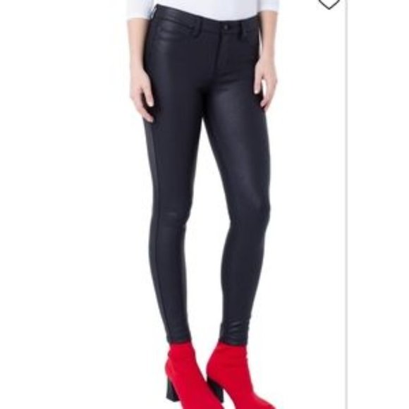 EUC Liverpool Black Faux Leather Pebble Print Madonna Leggings Size 8P - Picture 2 of 10